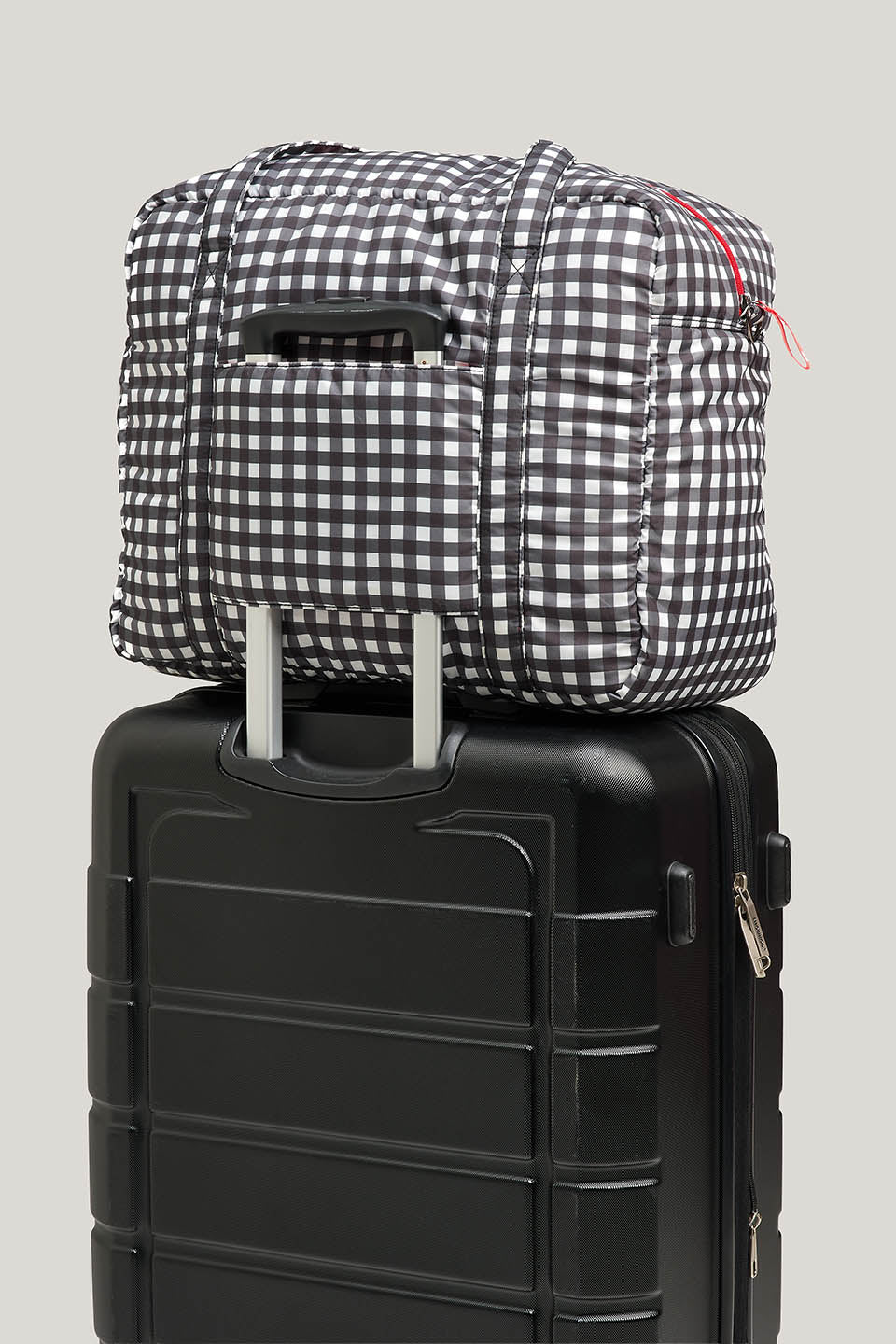 Polina - Weekend Bag Recycled Polyester in Black & White Gingham