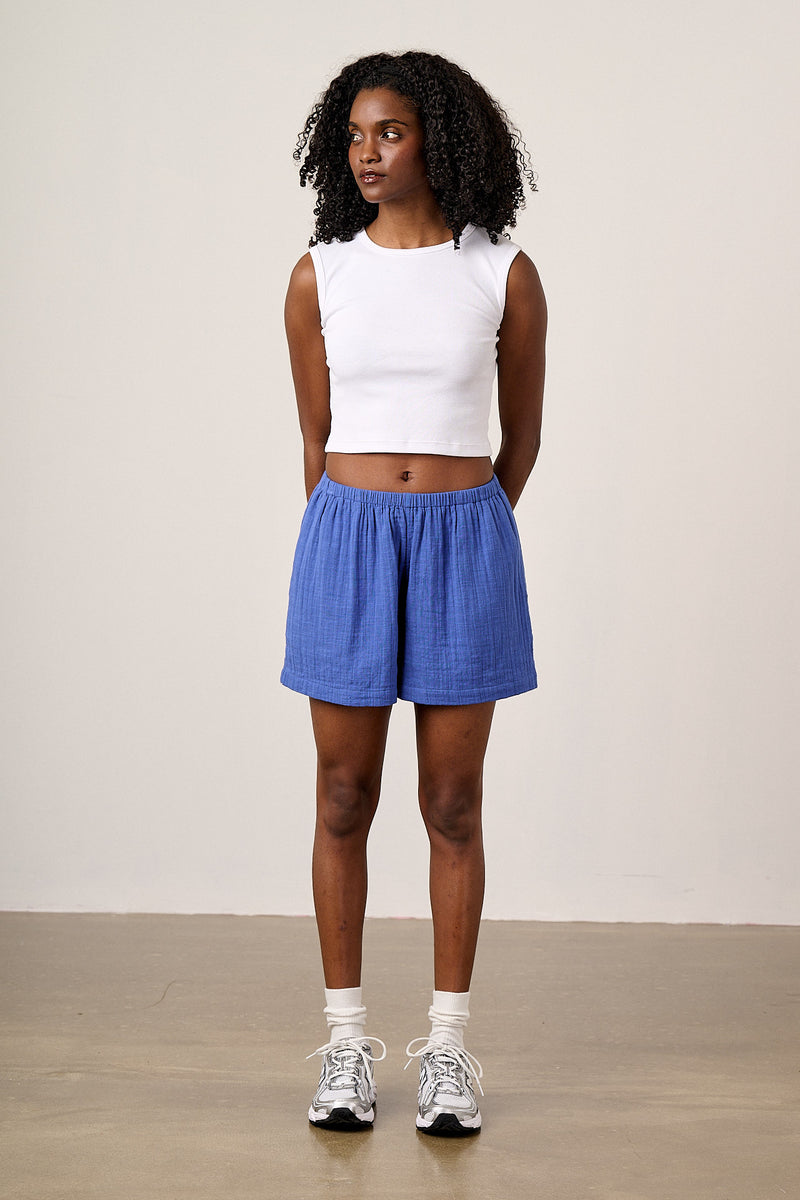 Popan - Cotton Shorts in Dazzling Blue
