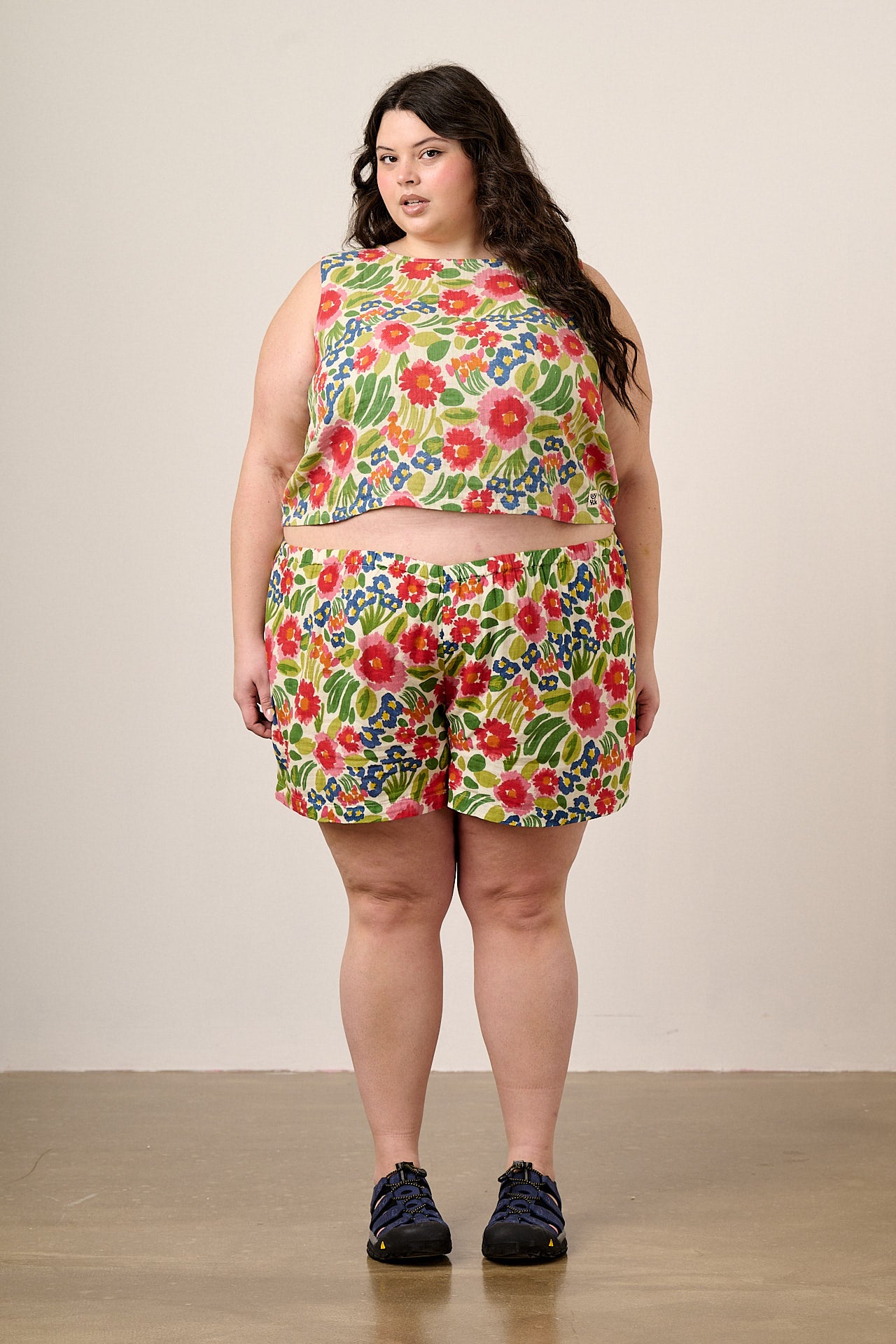 Popan - Cotton Shorts in Ivory Marie Print