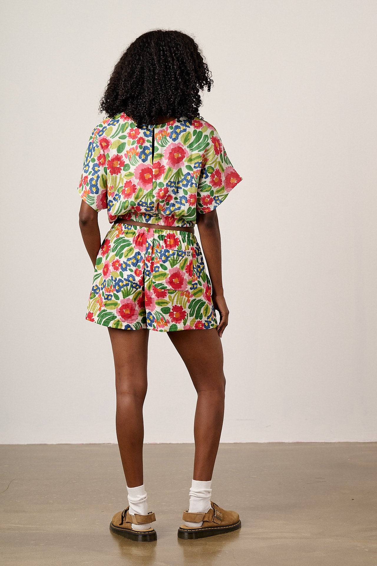 Popan - Cotton Shorts in Ivory Marie Print