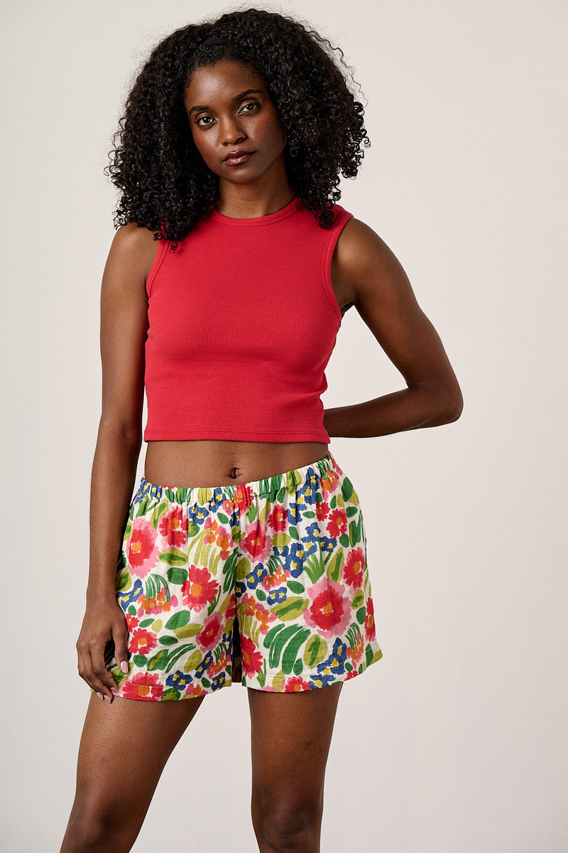 Popan - Cotton Shorts in Ivory Marie Print