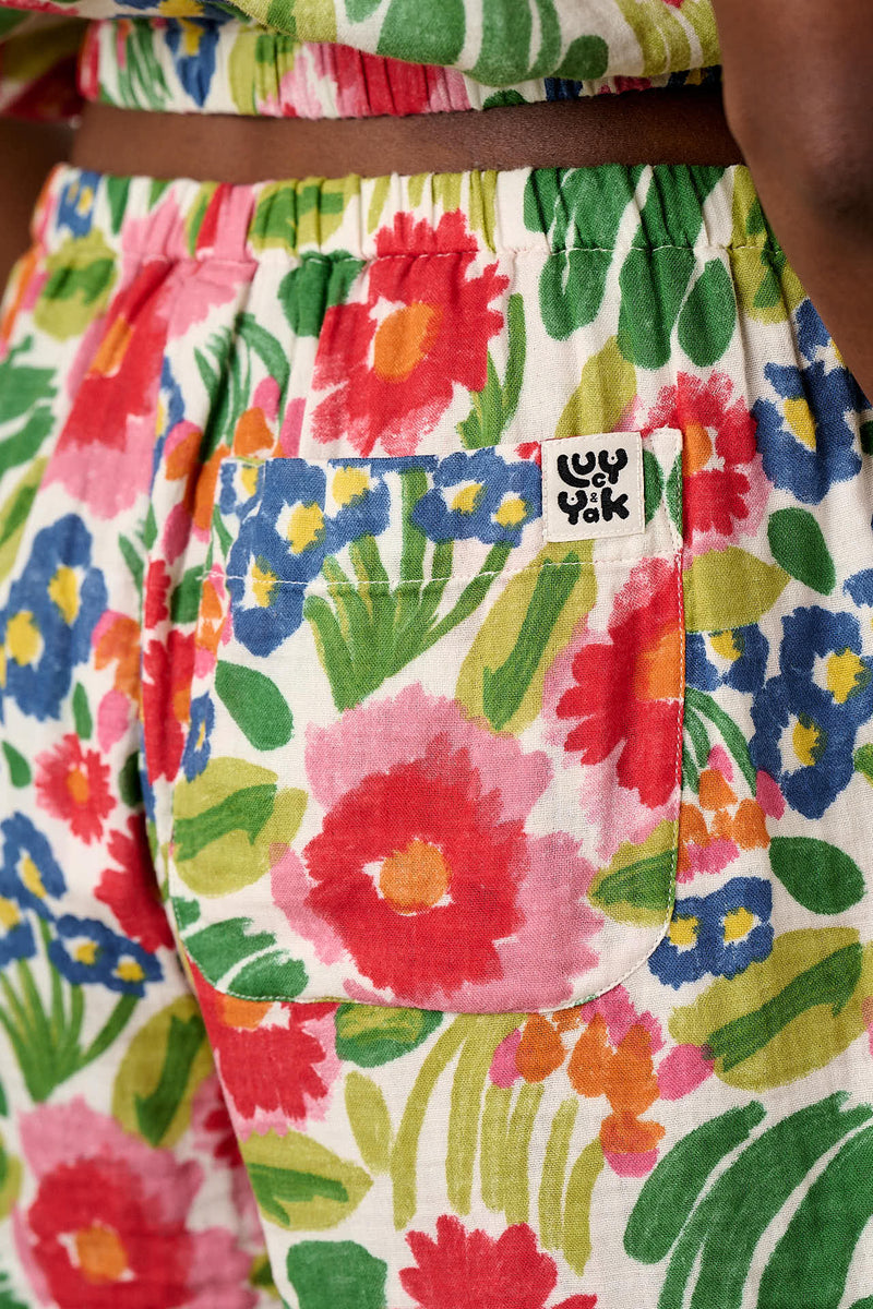 Popan - Cotton Shorts in Ivory Marie Print