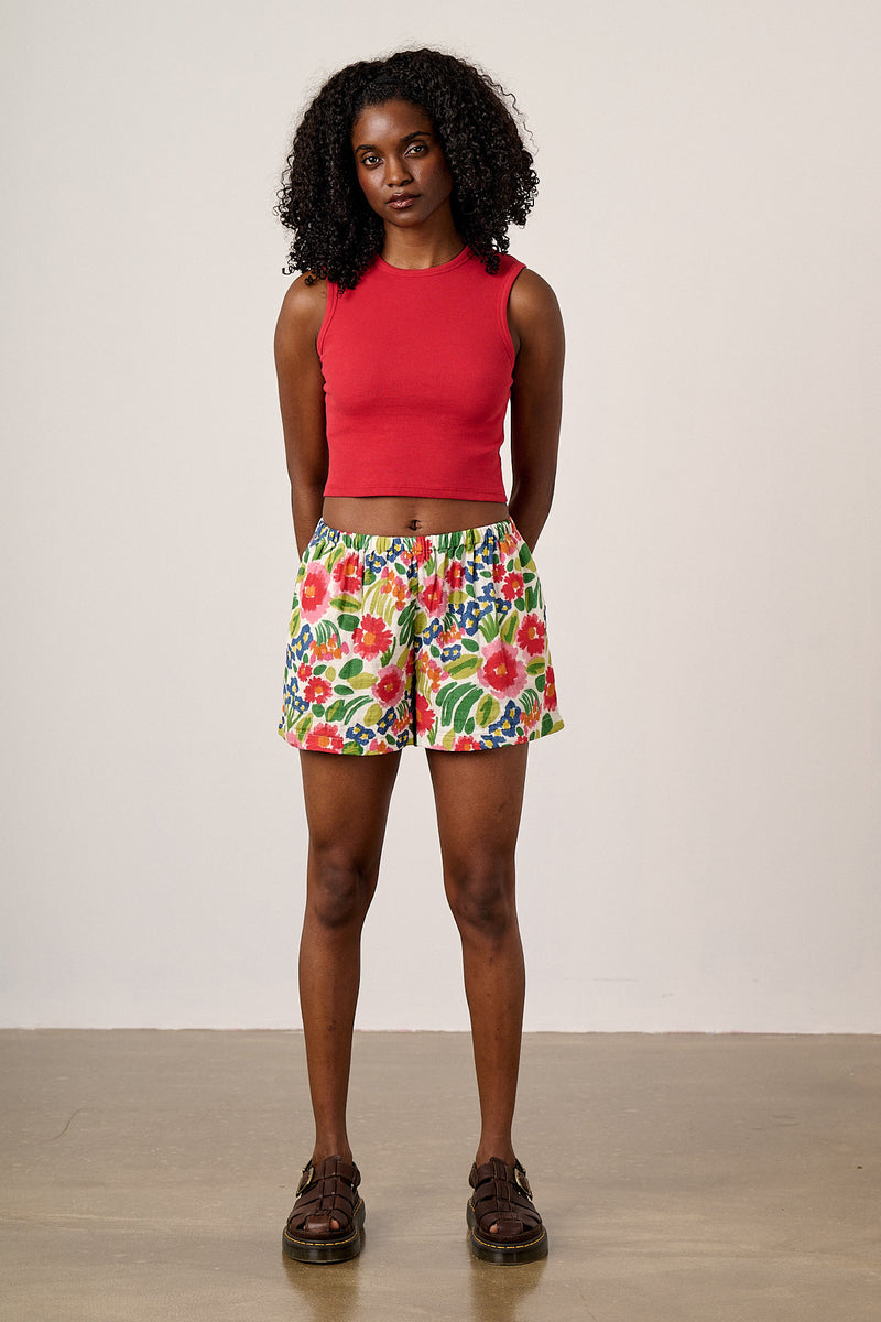 Popan - Cotton Shorts in Ivory Marie Print