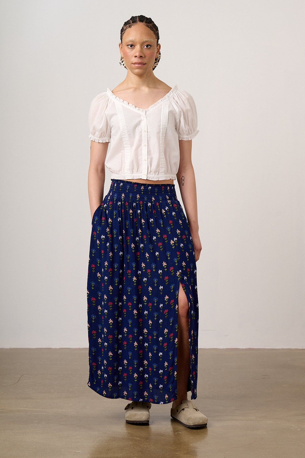 Poppy Elasticated Waist Skirt Tulips Print