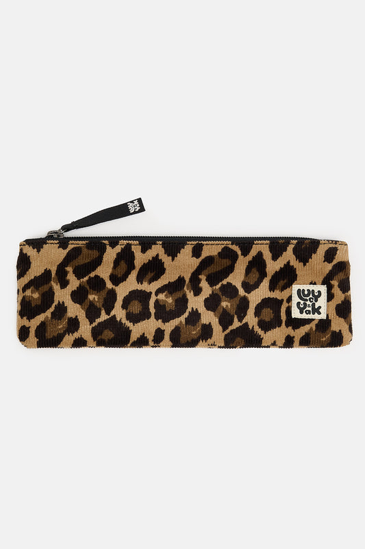 Pierra - Pencil Case Corduroy Pouch in Leopard Print