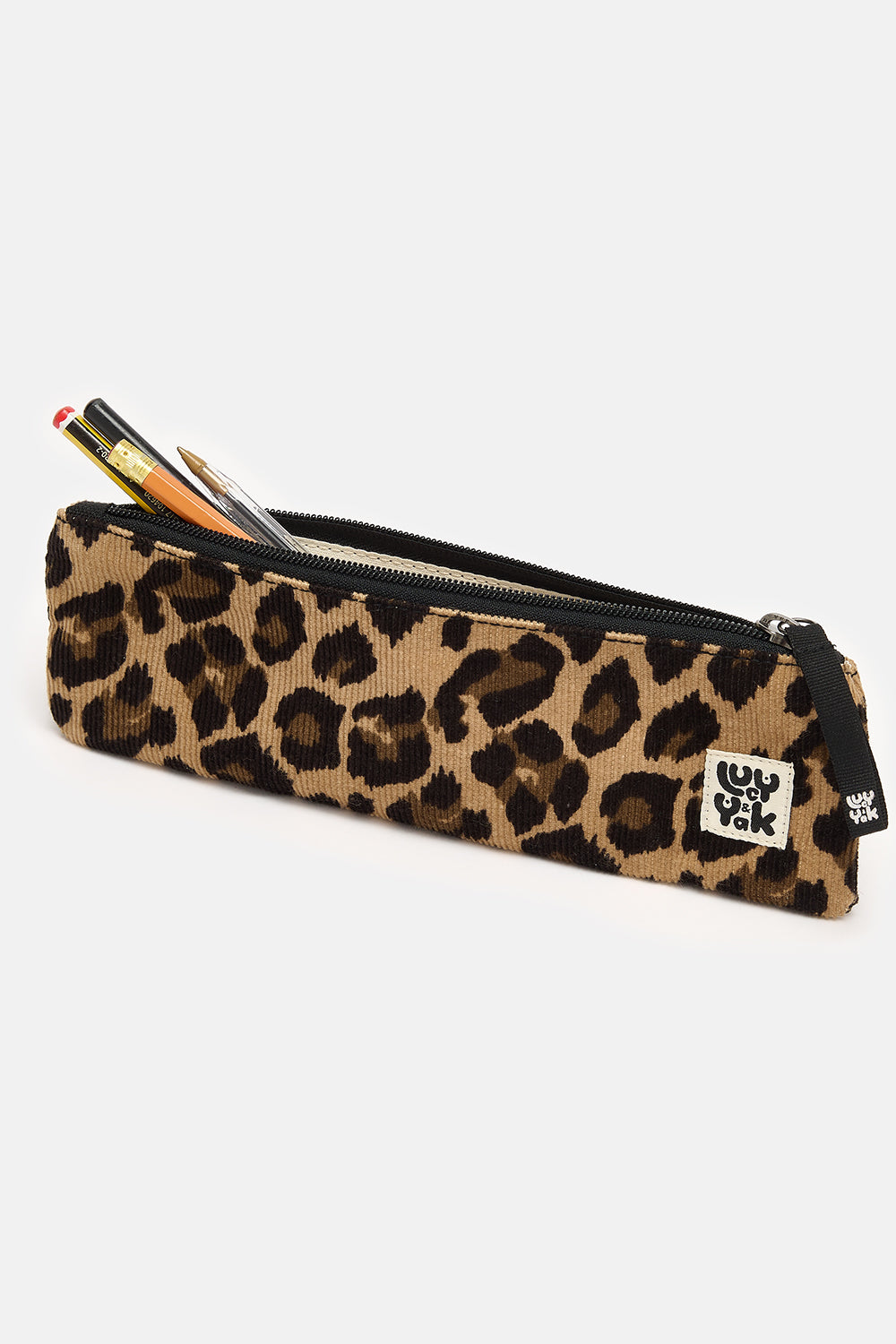 Pierra - Pencil Case Corduroy Pouch in Leopard Print