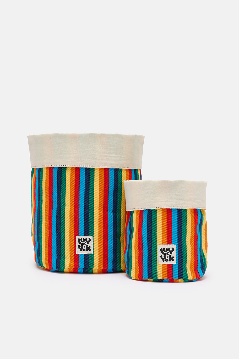 Runa - Plant Pot Covers in Rainbow Stripe Print (2 Pack)