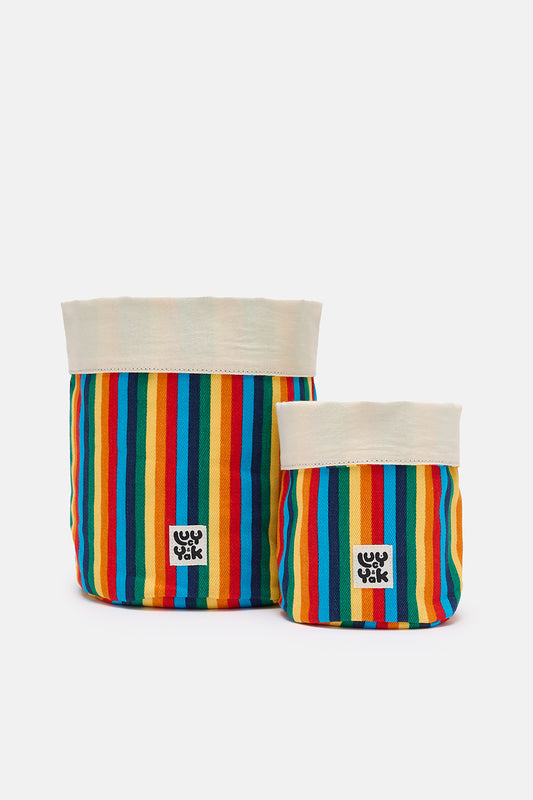 Plant Pot Covers in Rainbow Stripe Print (2 Pack)