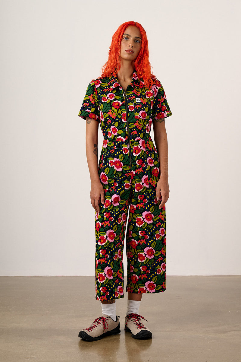 Ragan - Cotton Jumpsuit in Black Marie Print