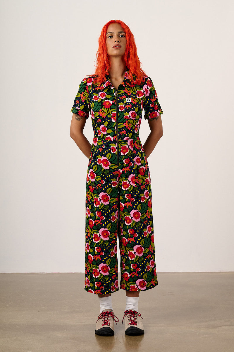 Ragan - Cotton Jumpsuit in Black Marie Print