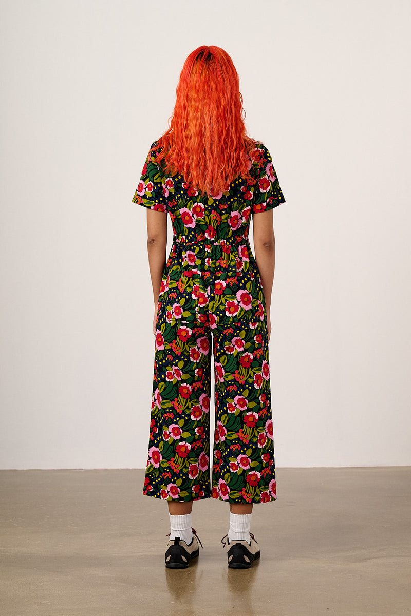 Ragan - Cotton Jumpsuit in Black Marie Print