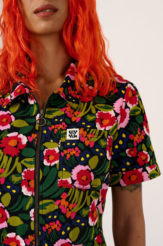 Ragan - Cotton Jumpsuit in Black Marie Print