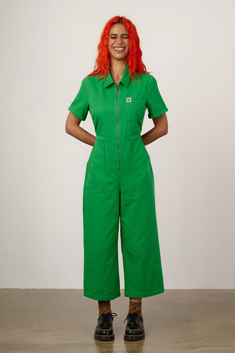 Ragan - Cotton Jumpsuit in Kelly Green
