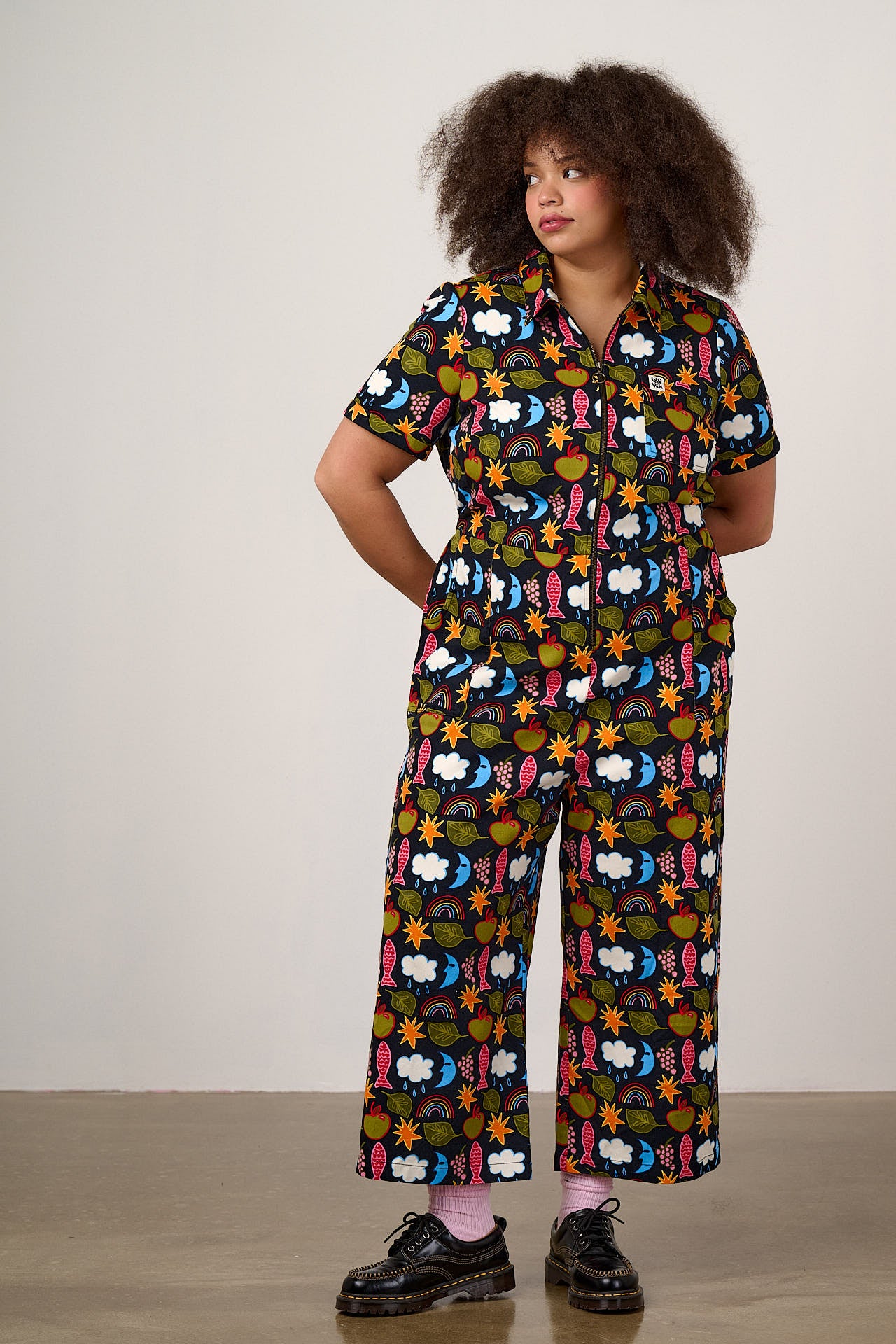 Ragan Cotton Jumpsuit Naive Shapes Print