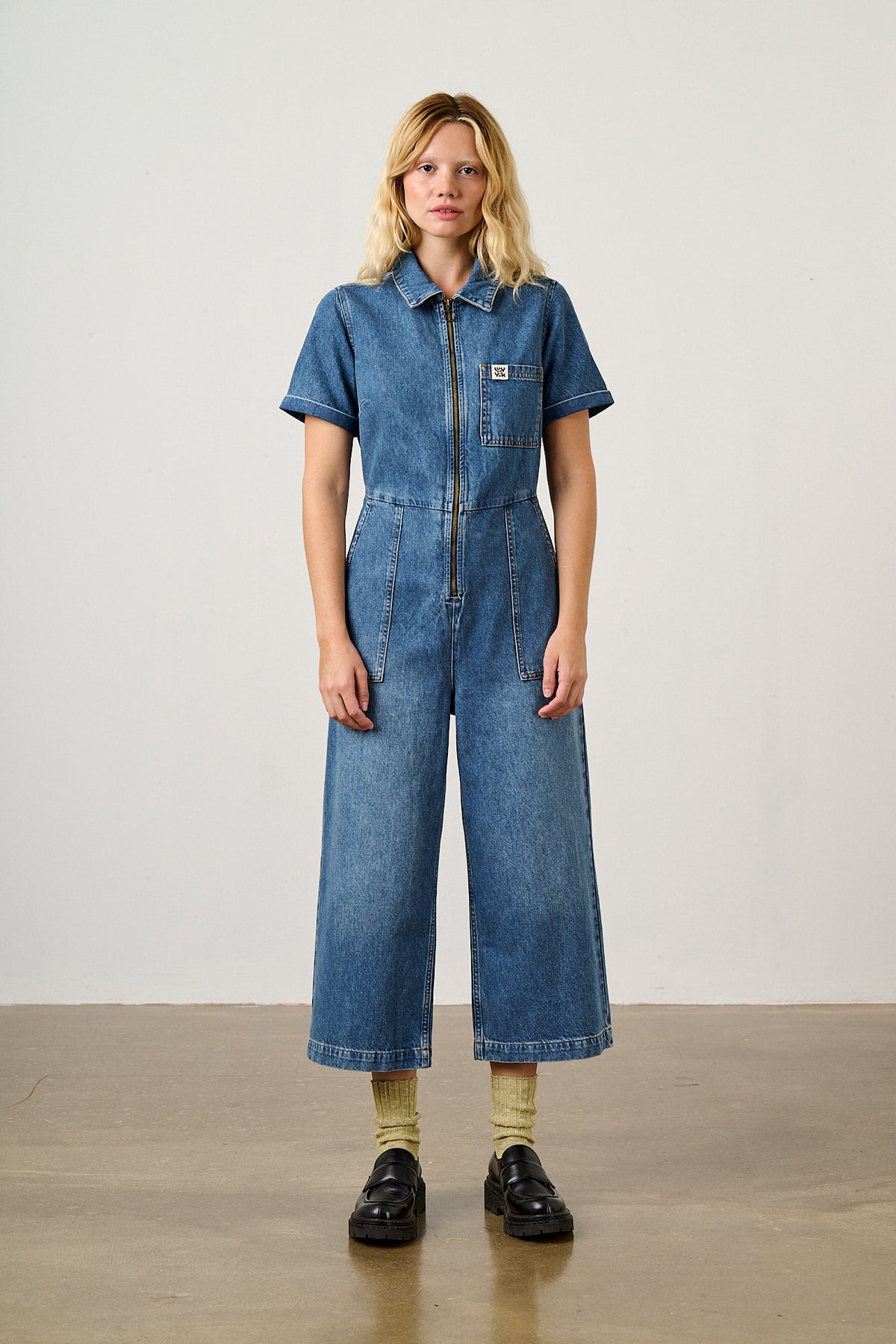 Ragan - Denim Jumpsuit in new Mid Wash Blue