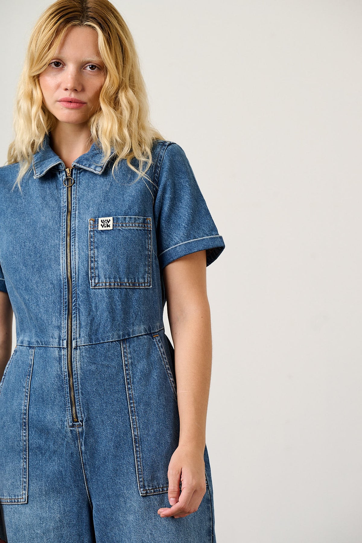 Ragan - Denim Jumpsuit in new Mid Wash Blue
