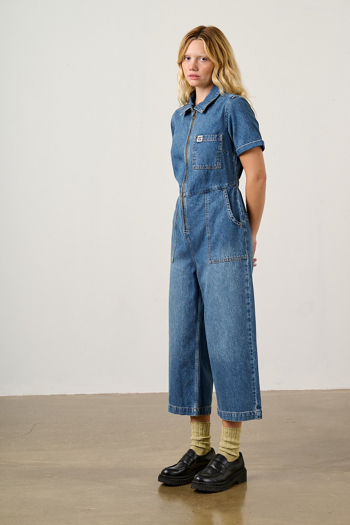 Ragan - Denim Jumpsuit in new Mid Wash Blue