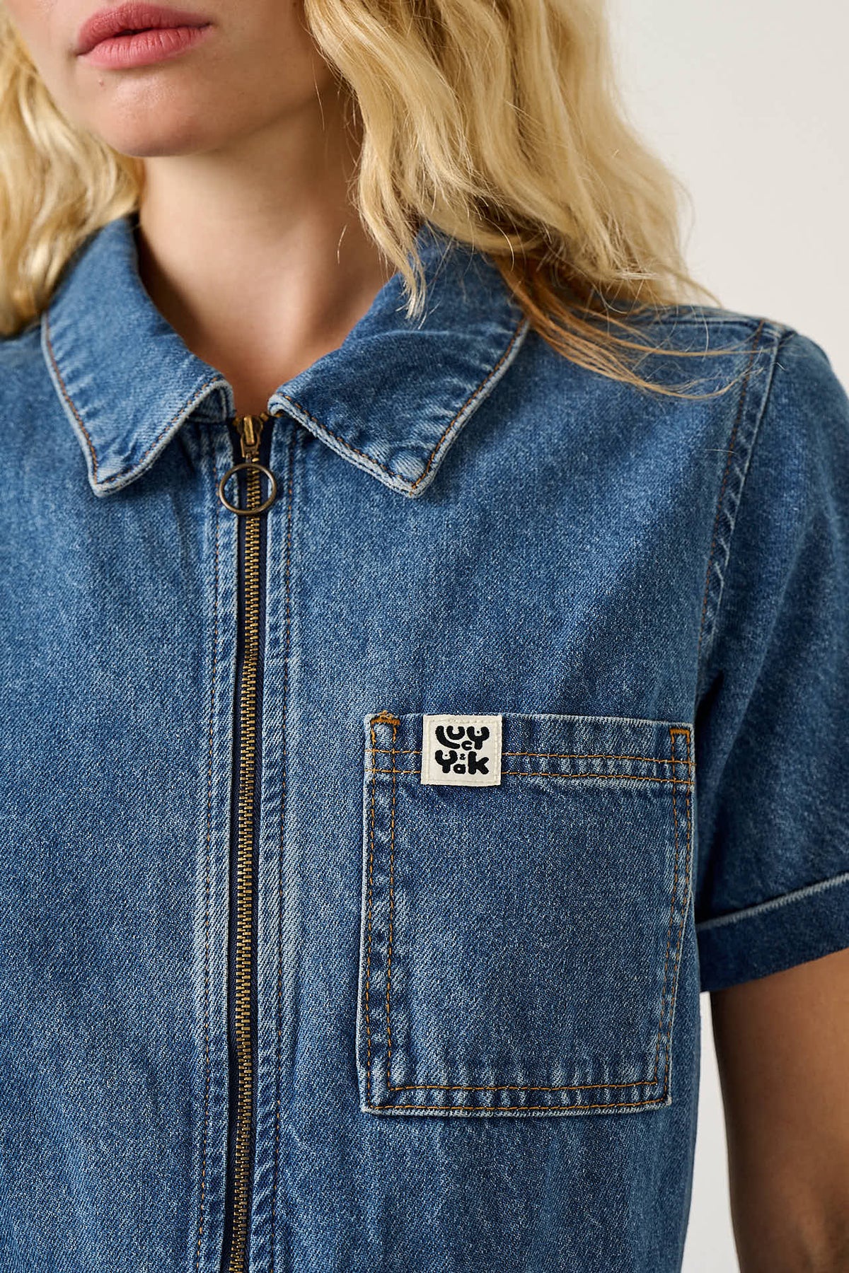 Ragan - Denim Jumpsuit in new Mid Wash Blue