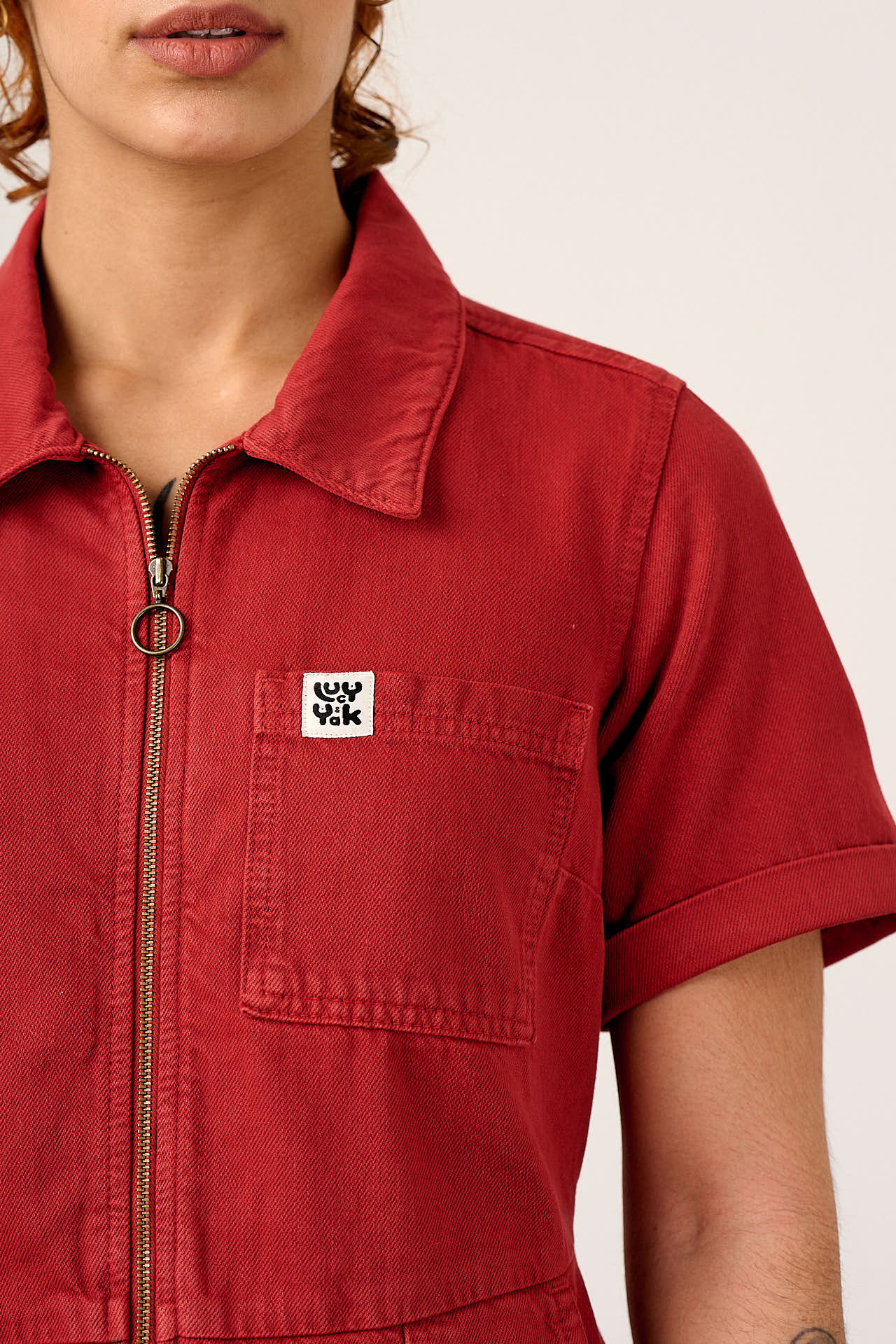 Ragan - Denim Jumpsuit in True Red Wash