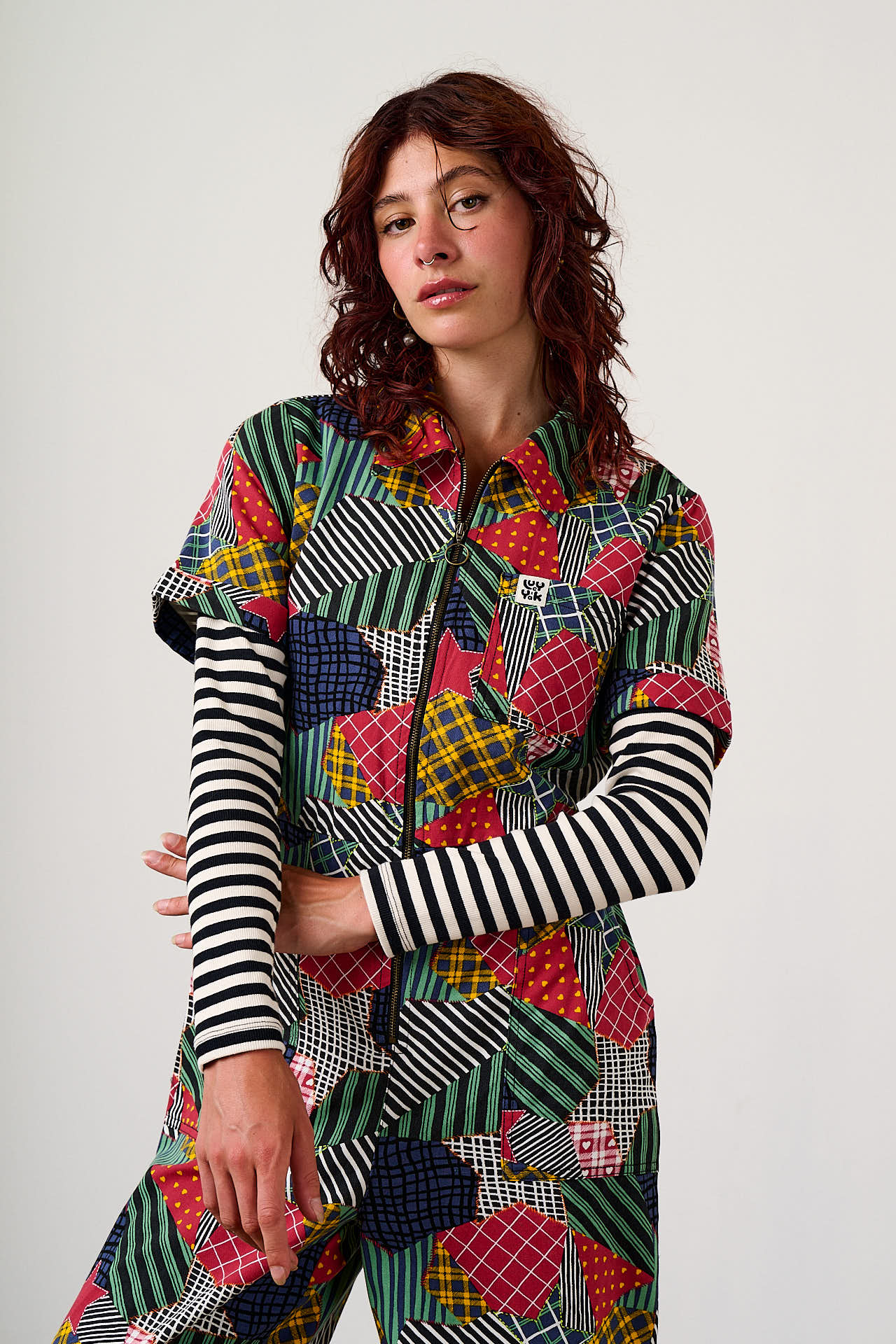 Ragan - Cotton Jumpsuit in Star Patchwork Print