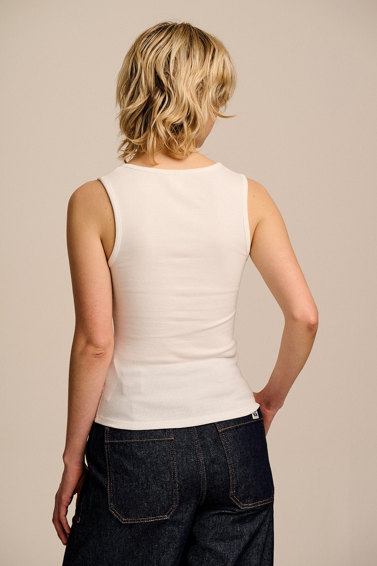 Romy  - Cotton Scoop Vest in Ecru