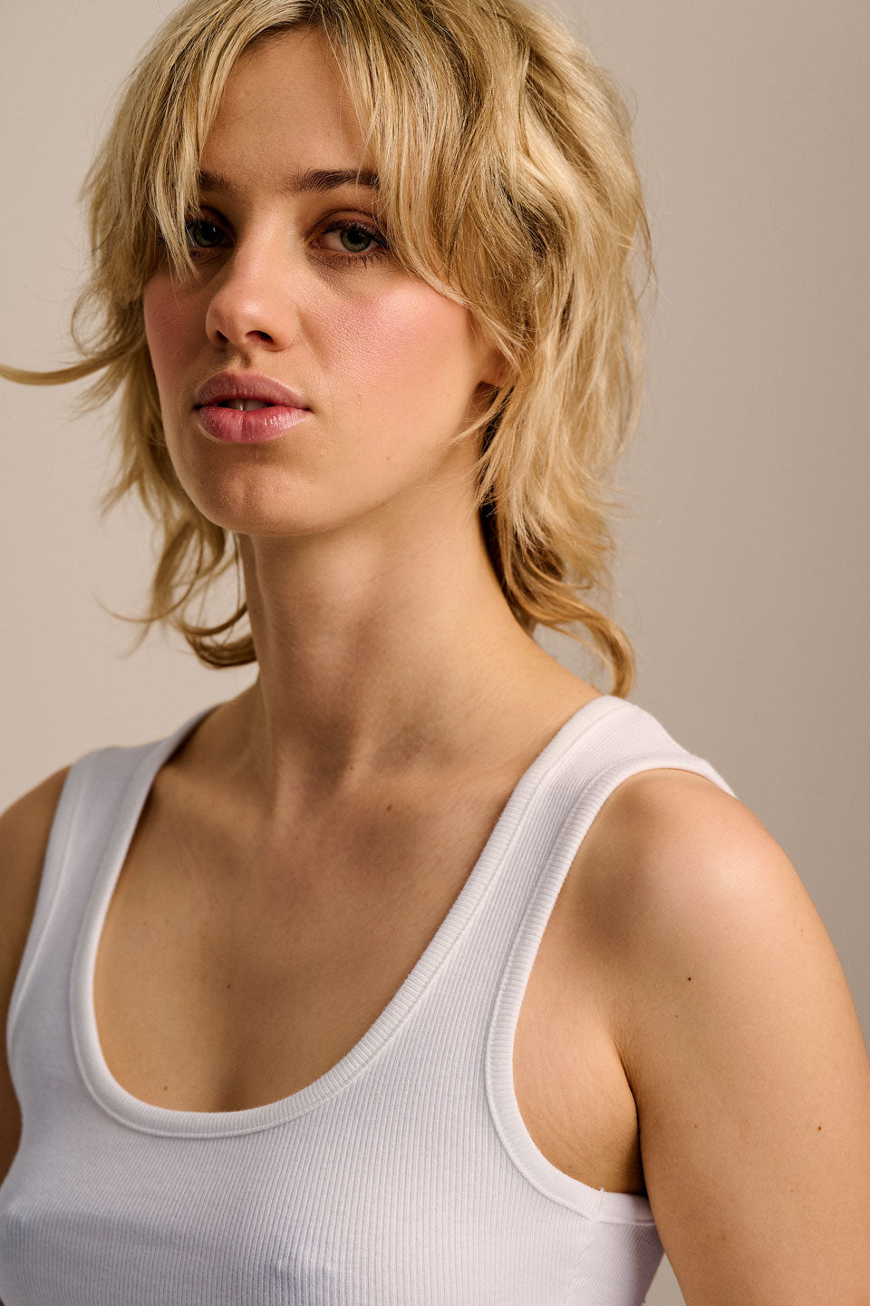 Romy - Ribbed Vest in White
