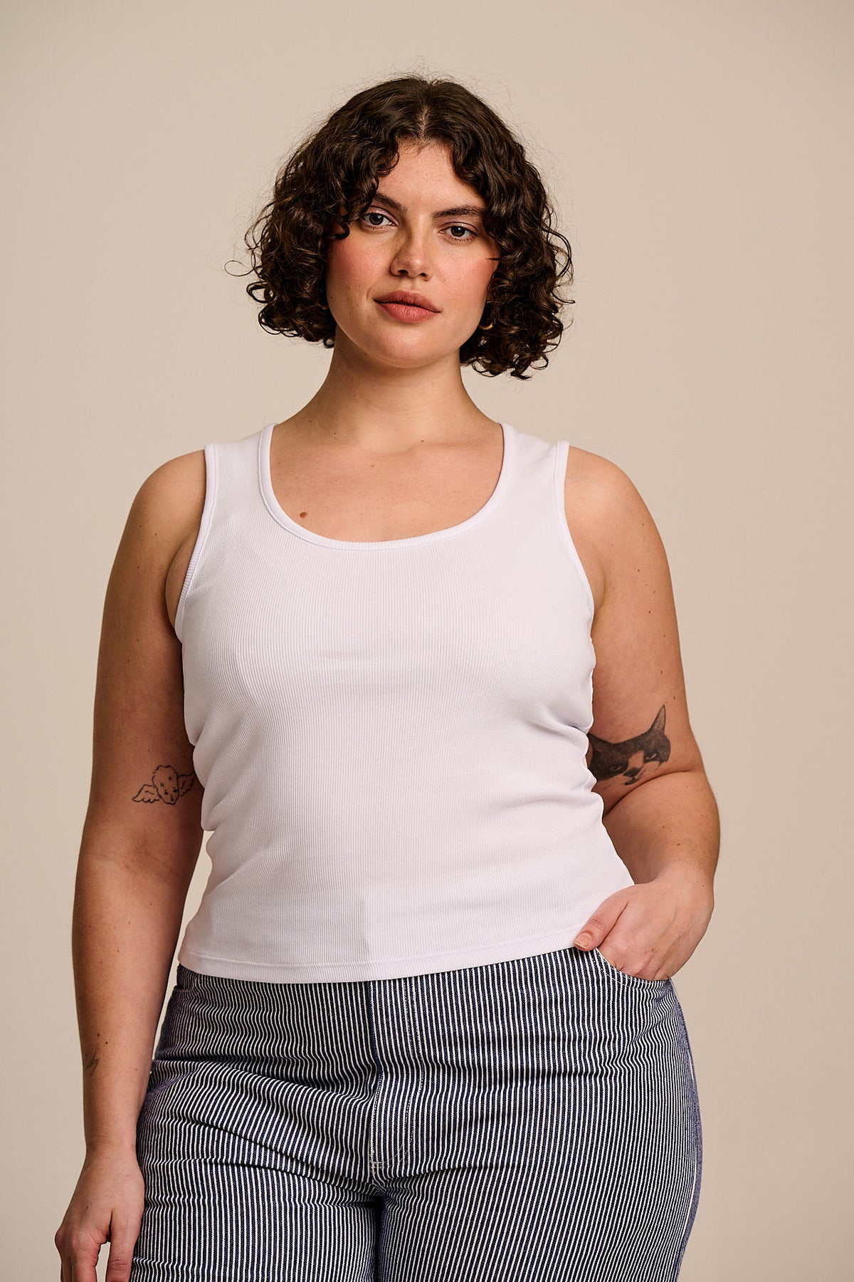 Romy - Ribbed Vest in White