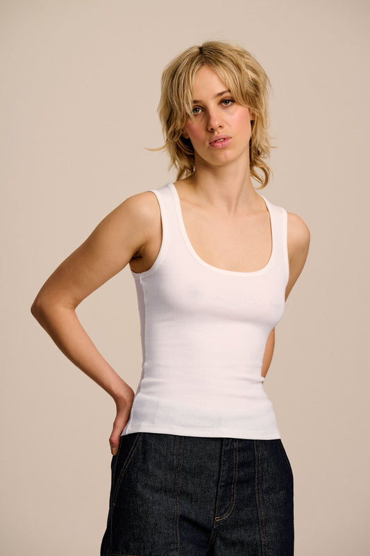 Romy - Ribbed Vest in White