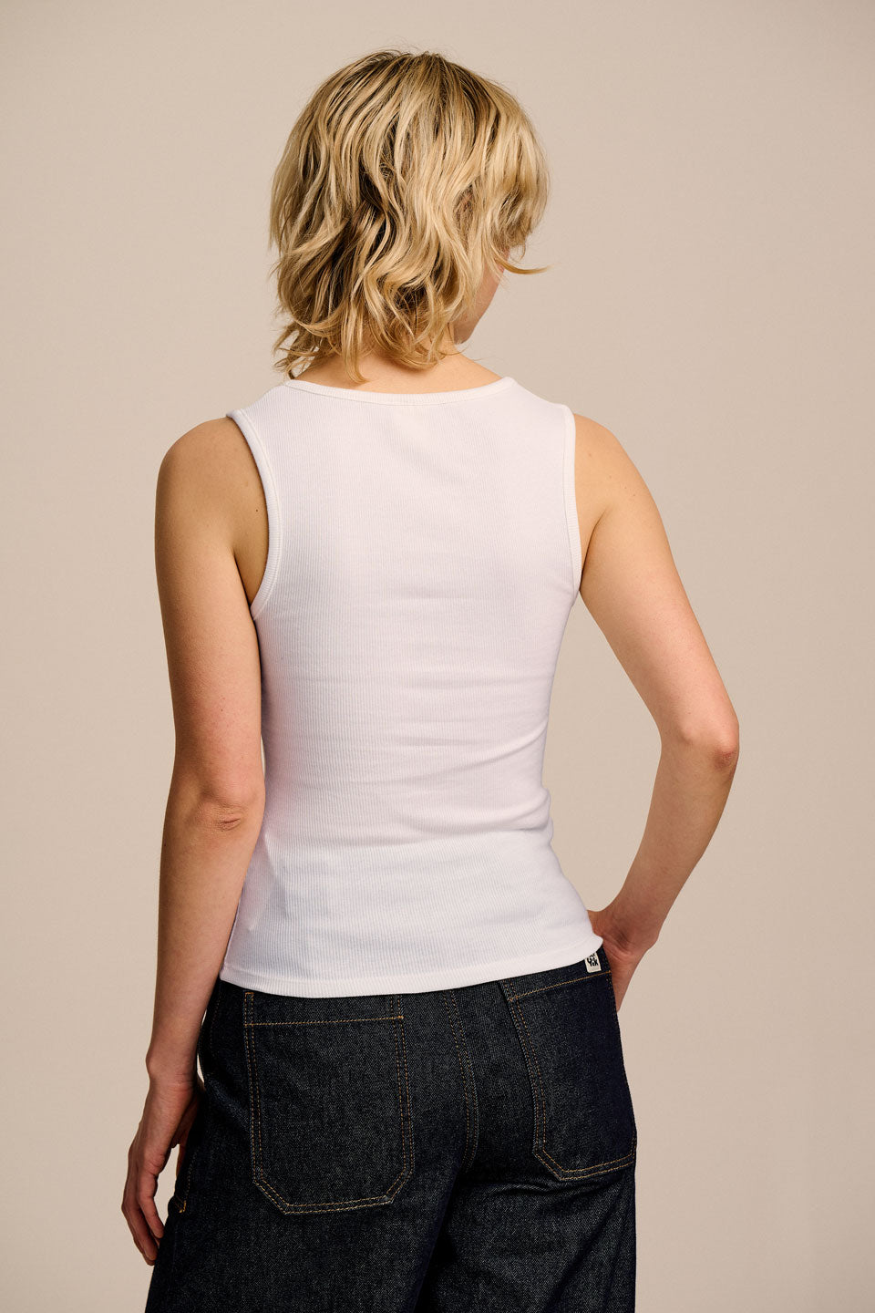 Romy - Ribbed Vest in White