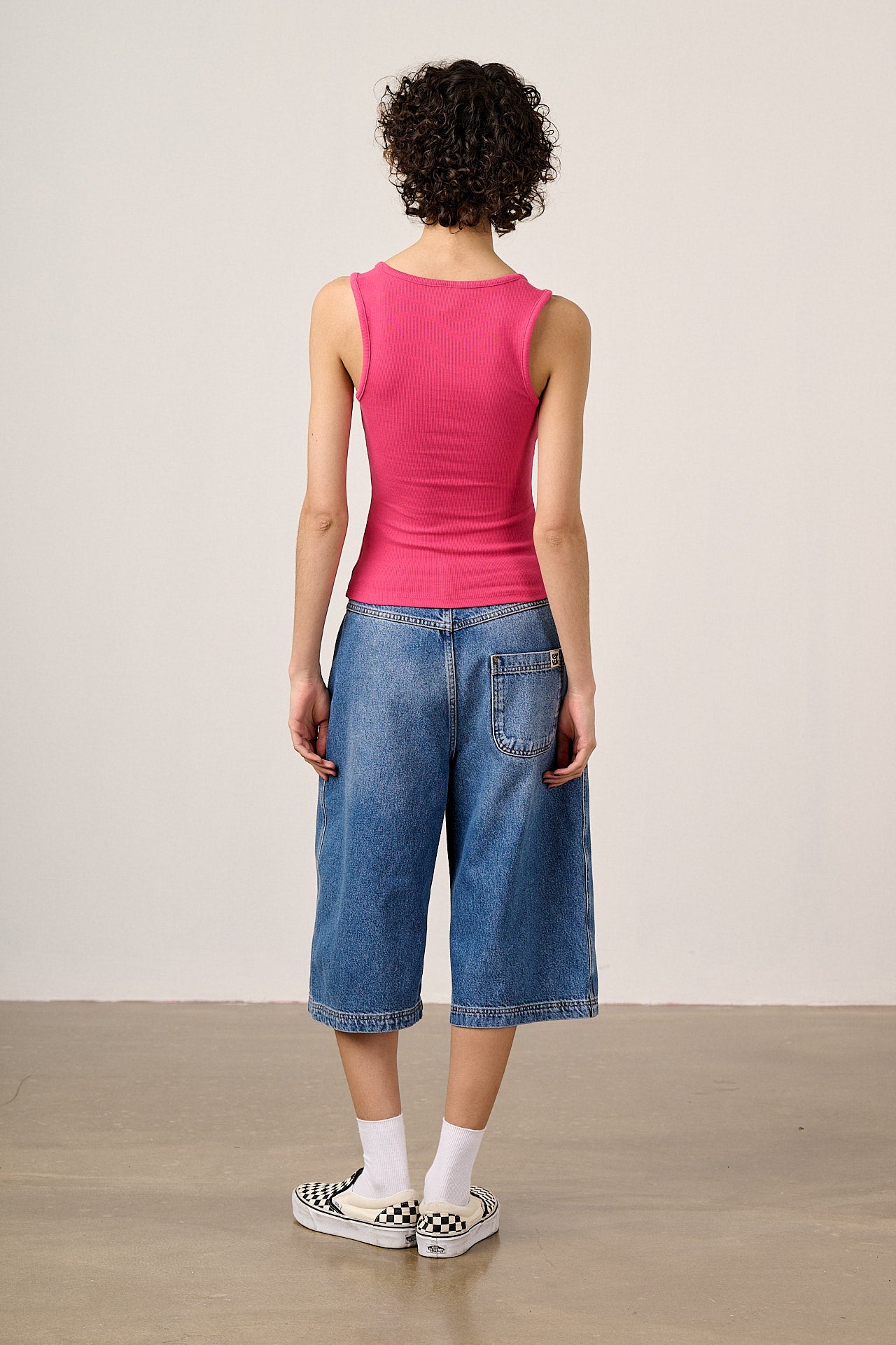 Romy  - Cotton Scoop Vest in Fuchsia Pink