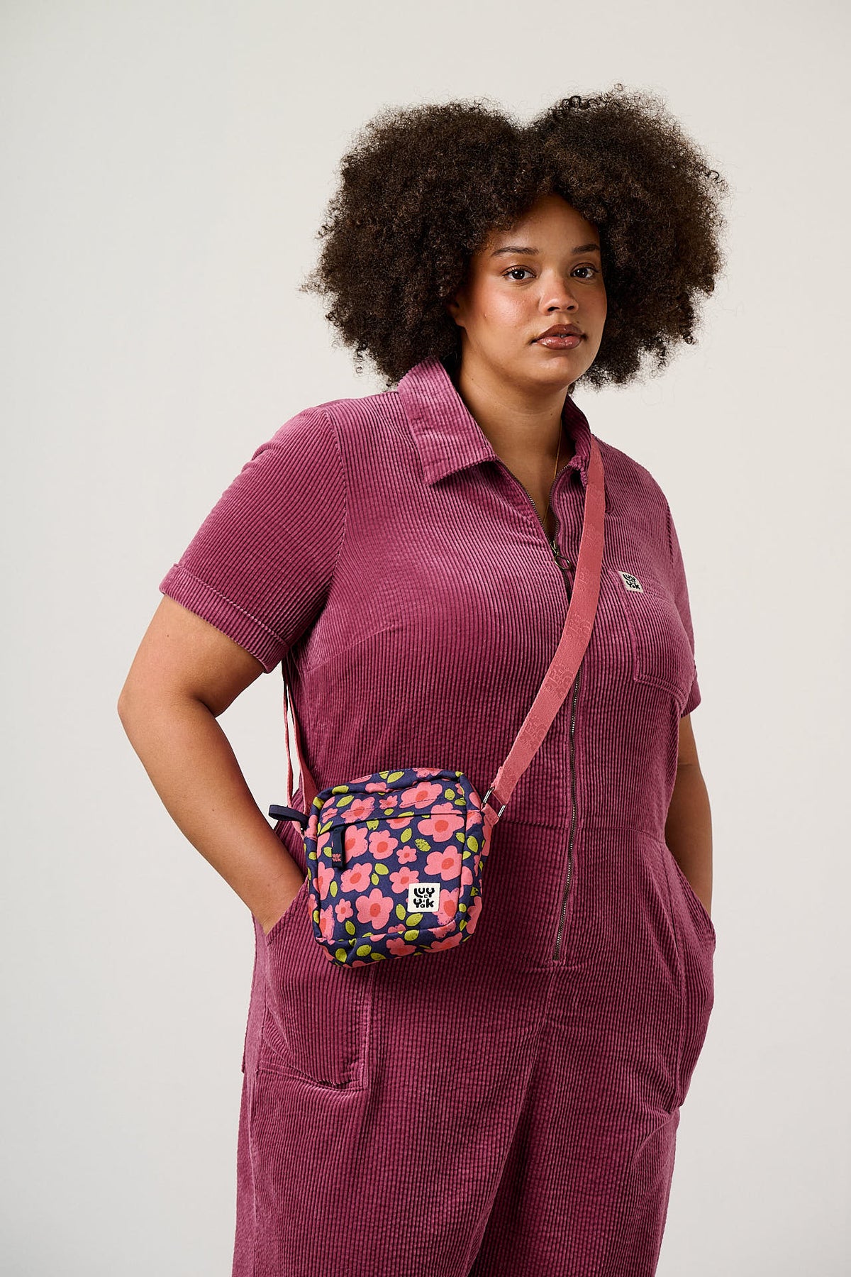 Roxton Crossbody Bag - Organic Cotton in Pink Floral