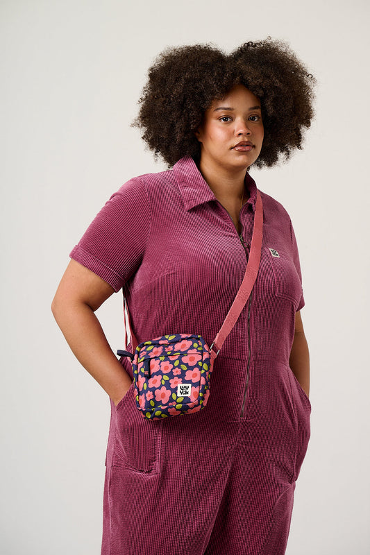 Roxton Crossbody Bag - Organic Cotton in Pink Floral