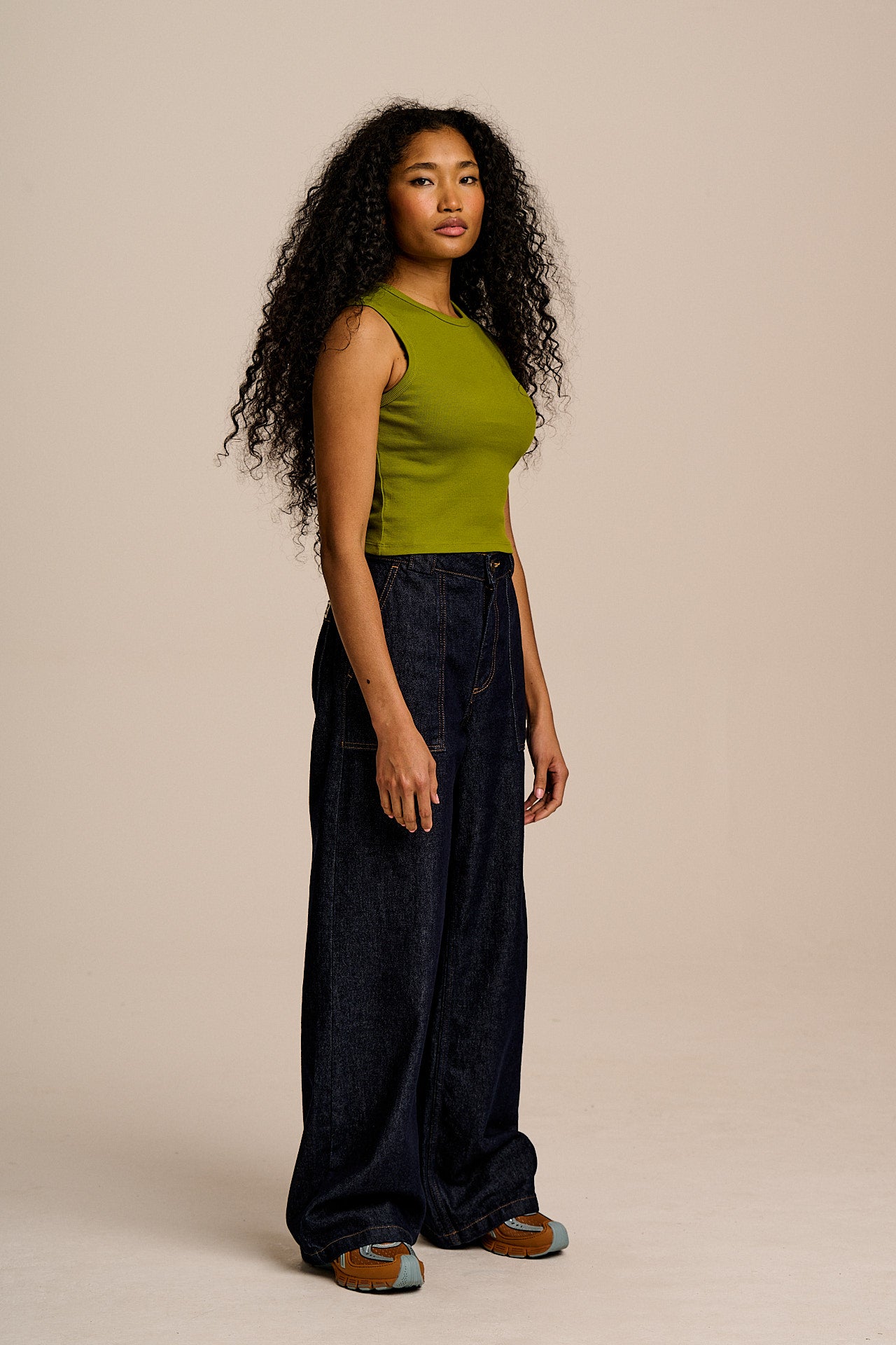 Rue - Cotton Rib Tank Top in Green