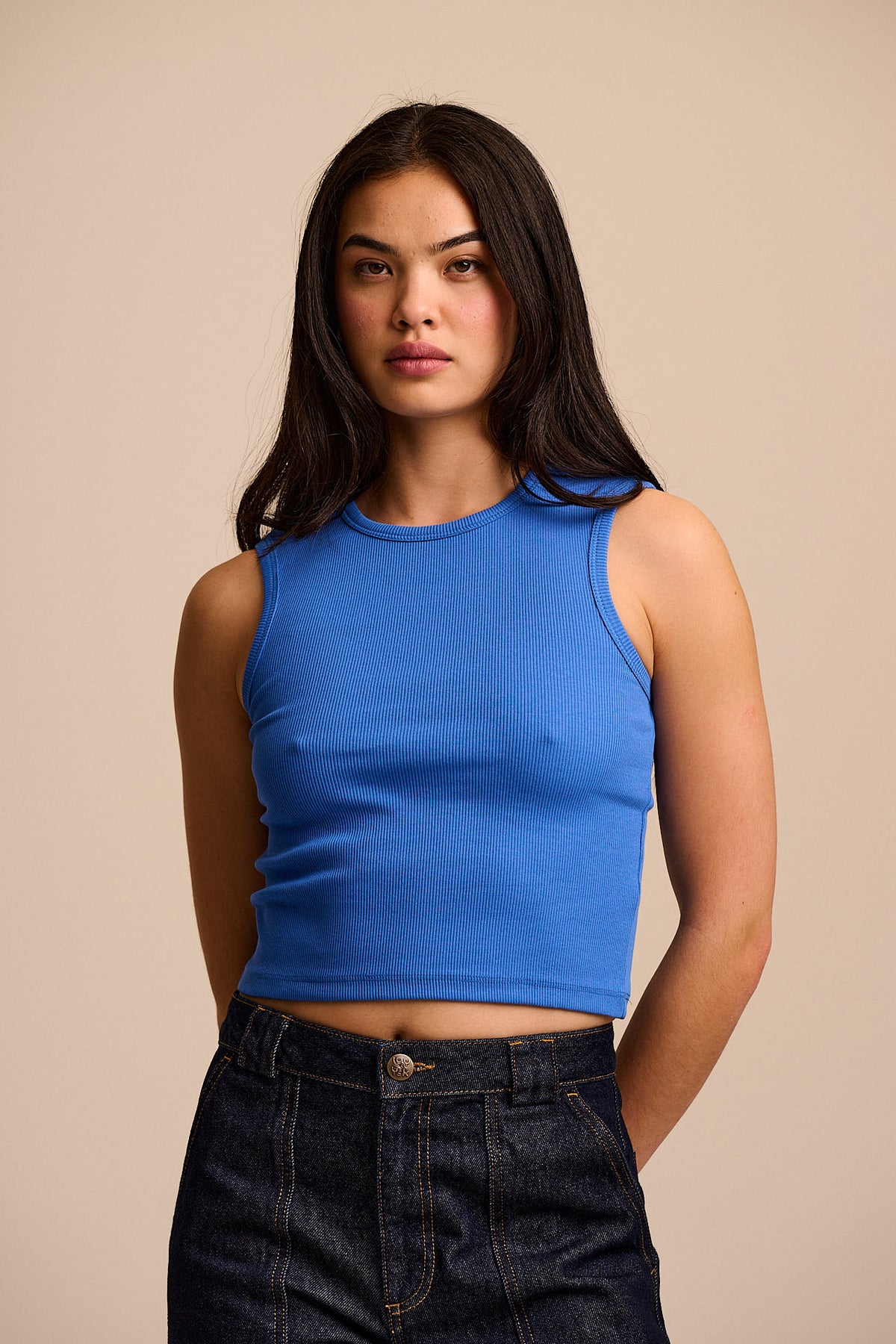 Rue Cotton Rib Tank Top Sapphire