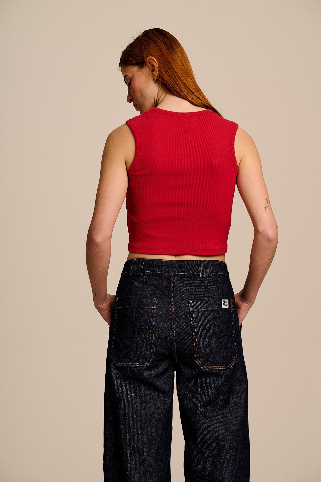 Rue - Cotton Rib Tank Top in Red