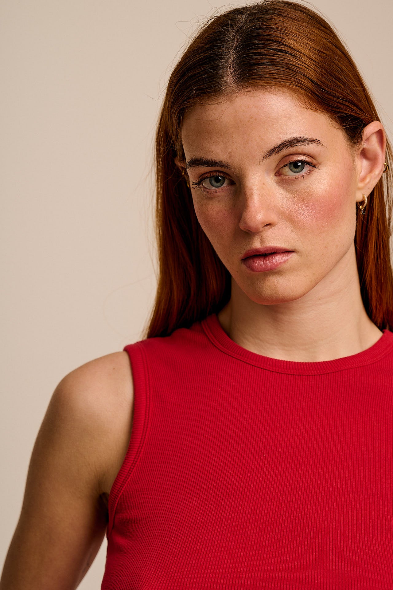 Rue - Cotton Rib Tank Top in Red