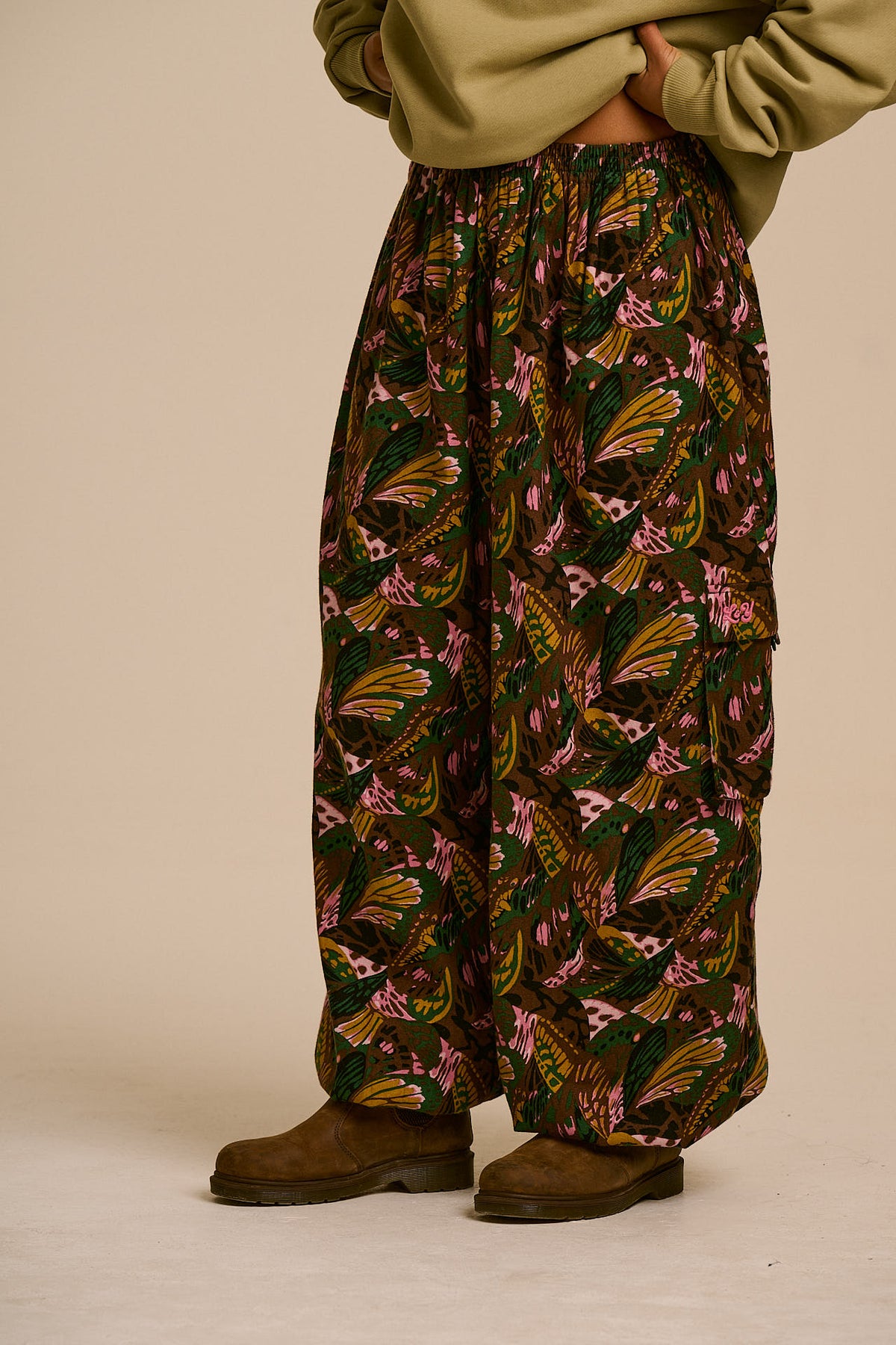 Rumi -  Brushed Cotton Ballon Trousers in Botanist Butterfly