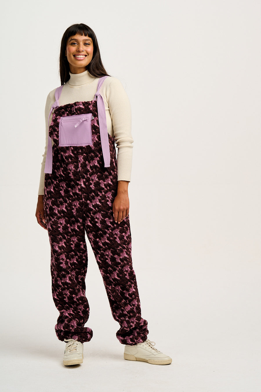 Baloo - Borg Fleece Dungarees in Viola Print