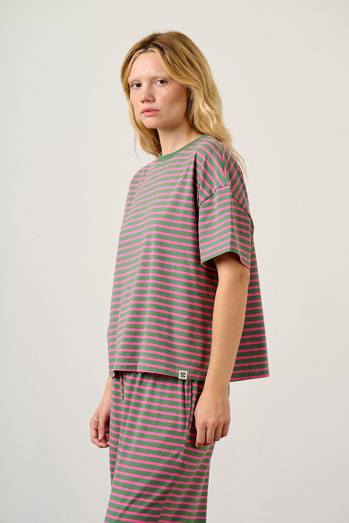 Sabrina - Pyjamas in Pink and Green Stripe