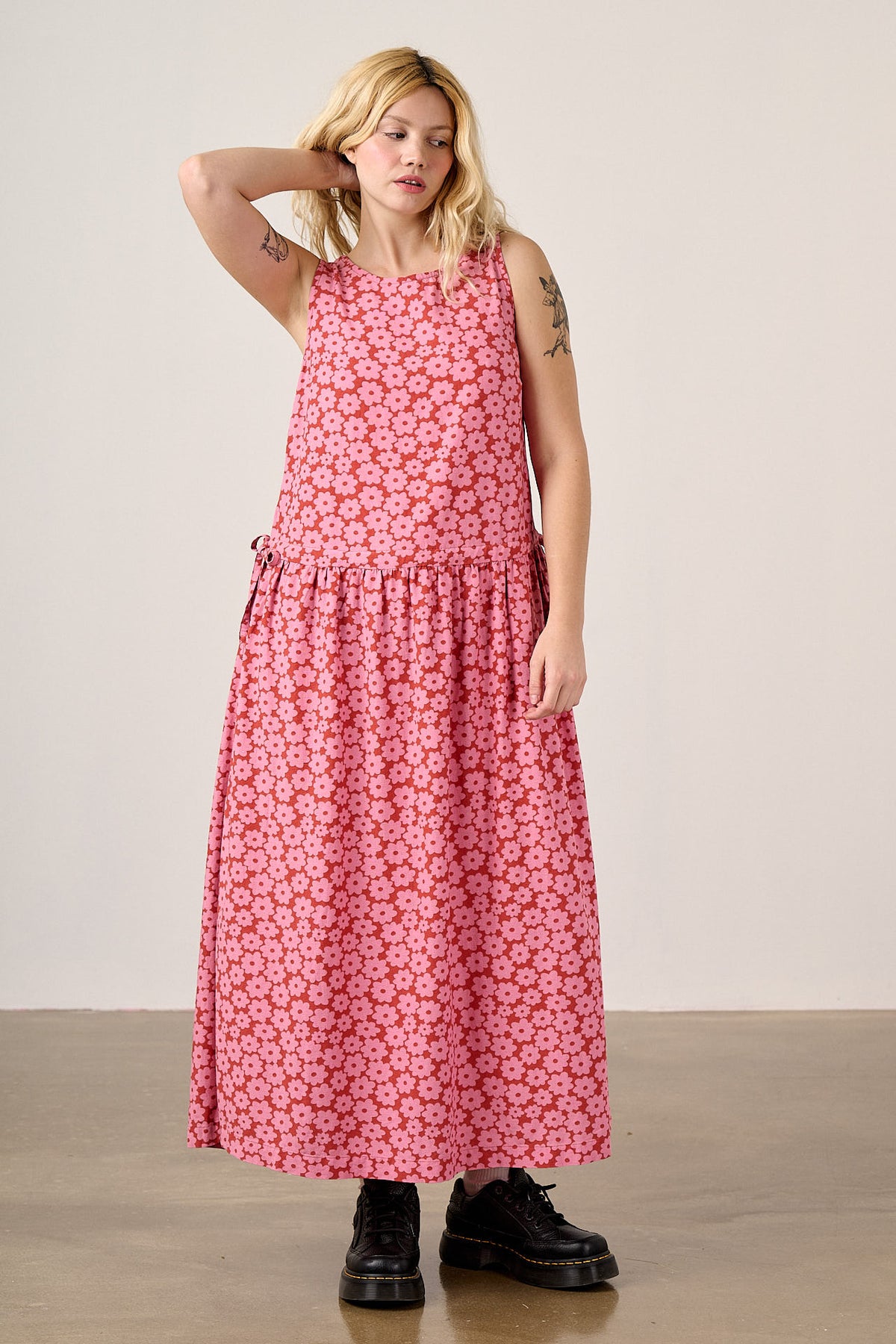 Sacha - Cotton & Viscose Midi Dress in Coastal Flower