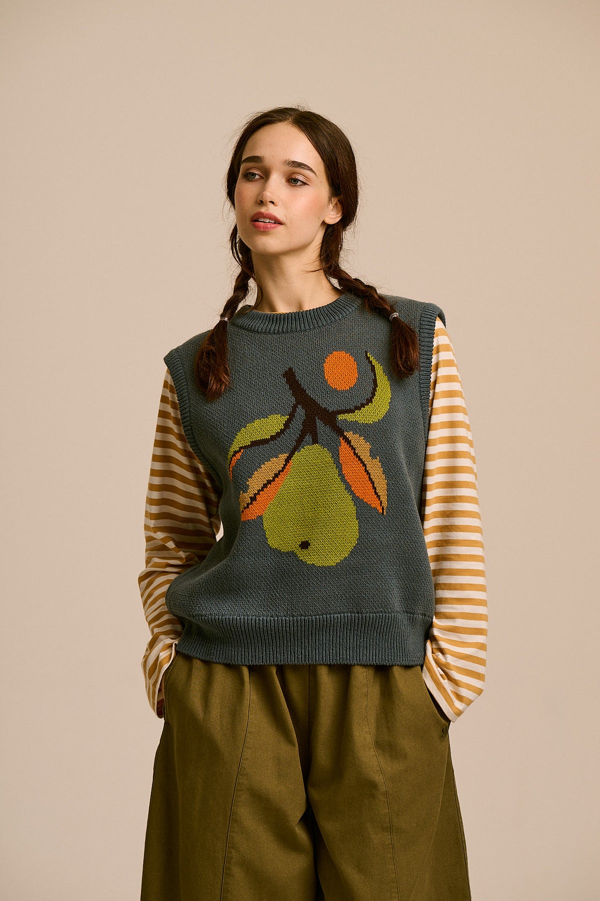 L.E Saffle - Cotton Knitted Vest in Monique Aimee & Yak