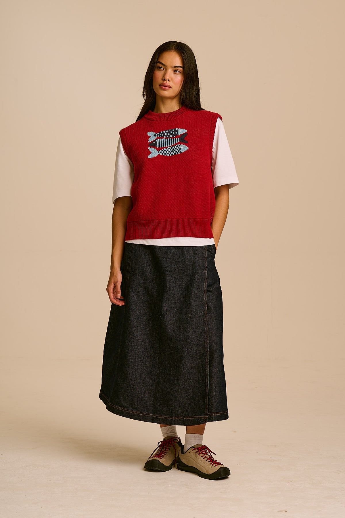 Saffle - Cotton Knitted Vest in Sardines