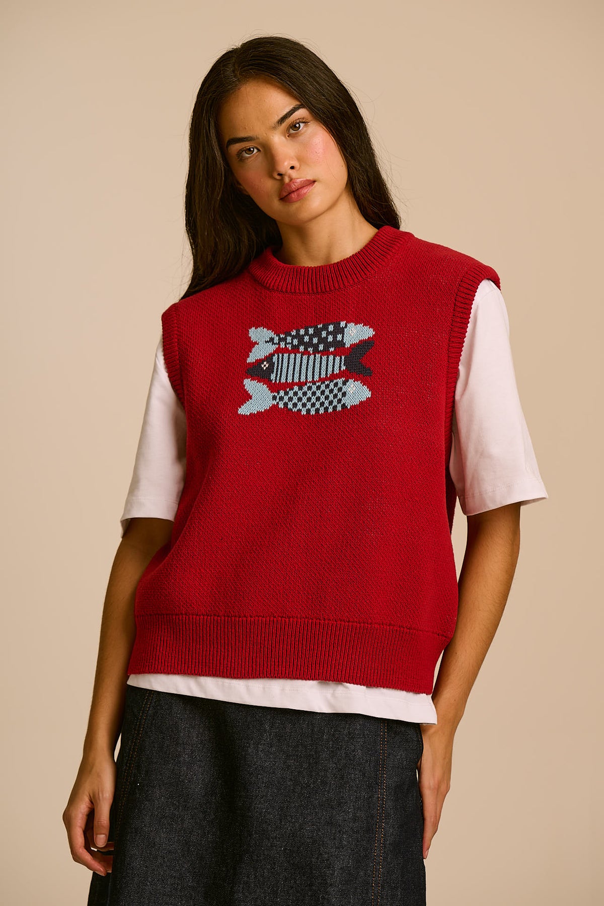 Saffle - Cotton Knitted Vest in Sardines