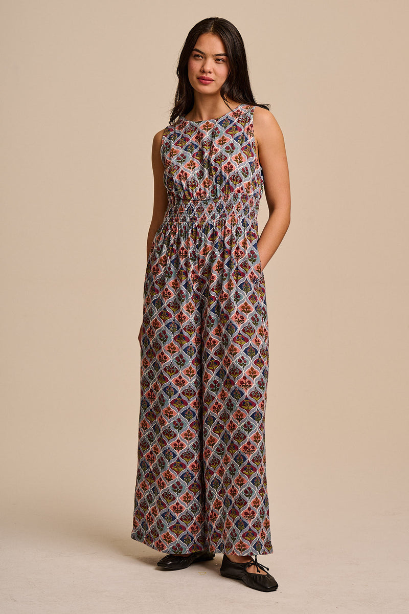 Simone - Cotton Jumpsuit in Walled Blooms Print