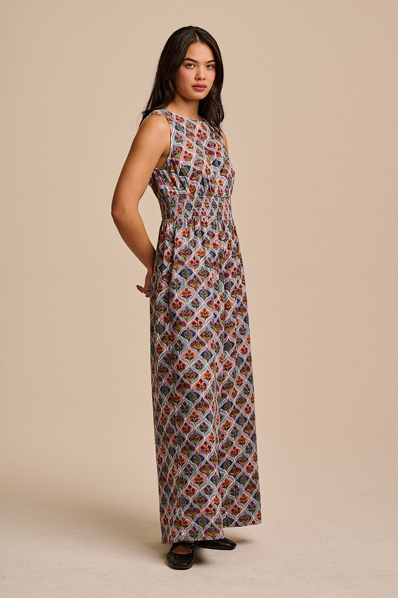 Simone - Cotton Jumpsuit in Walled Blooms Print