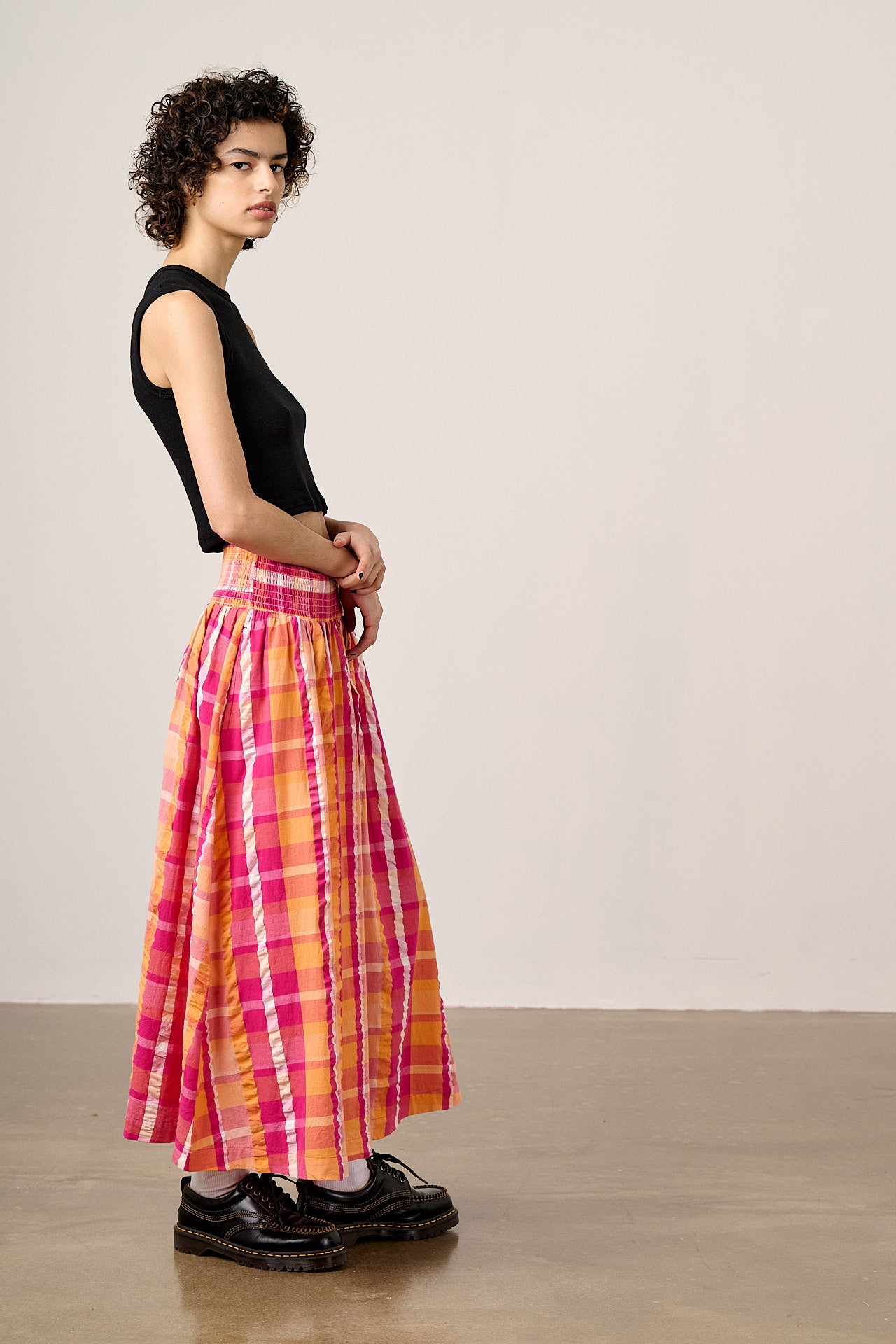 ❤︎ℳ's Gracy❤︎ Checked Rose Skirt Sofiya - Midi Skirt in Madras Check – Lucy & Yak