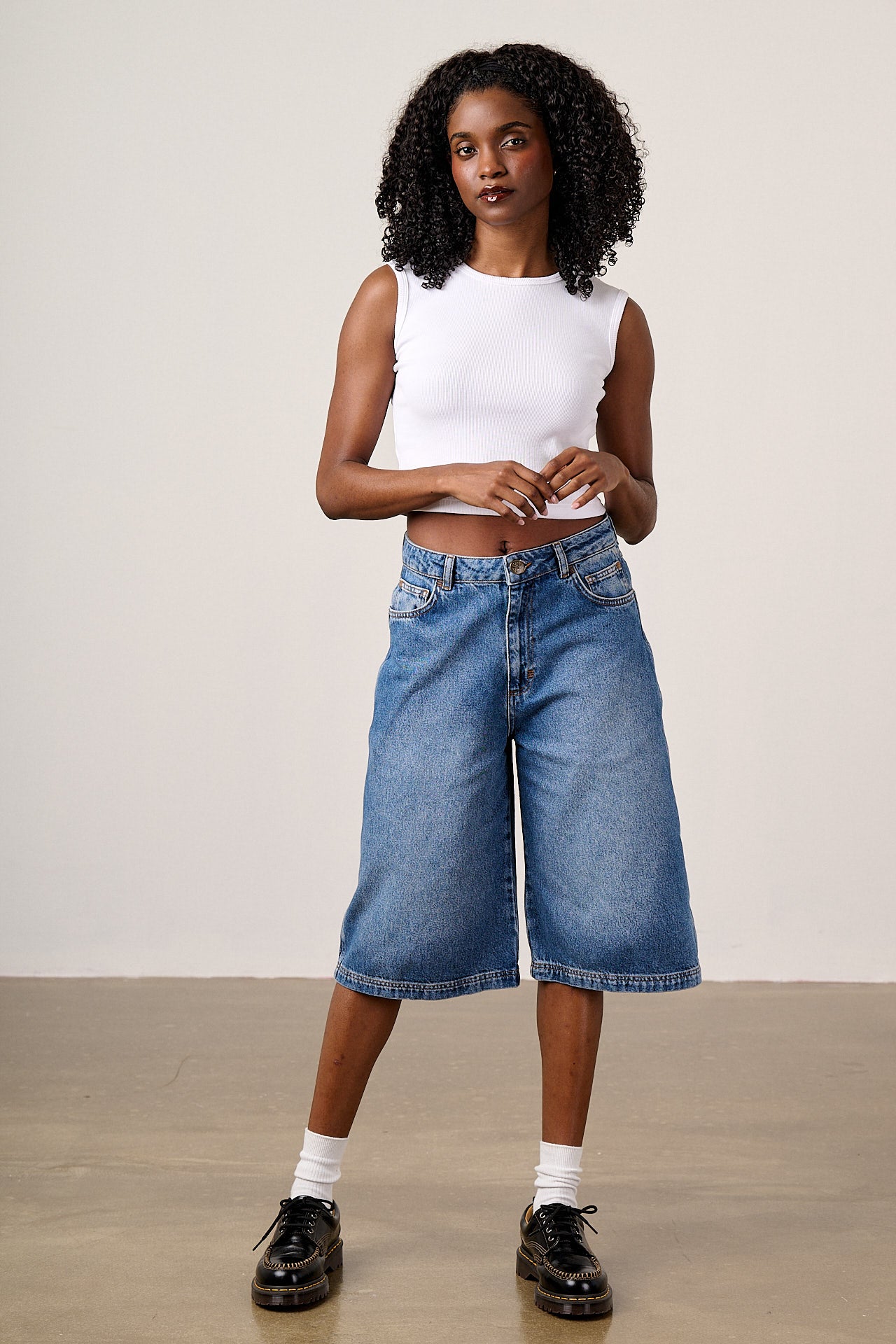 Sol Long Shorts - Organic Cotton Denim in Vintage Wash – Lucy & Yak