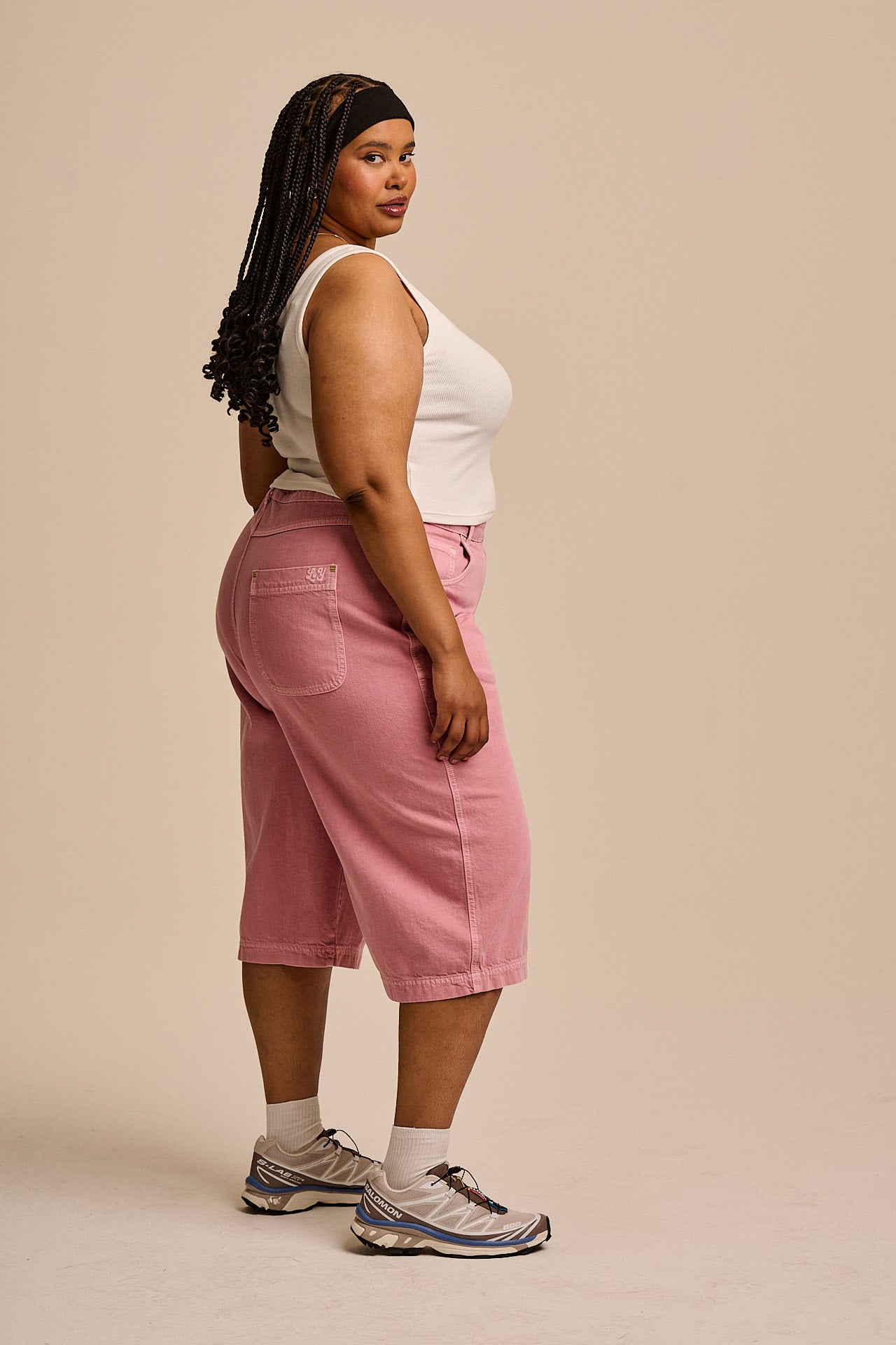 Sol - Denim Long Shorts in Pink Cashmere Rose – Lucy & Yak