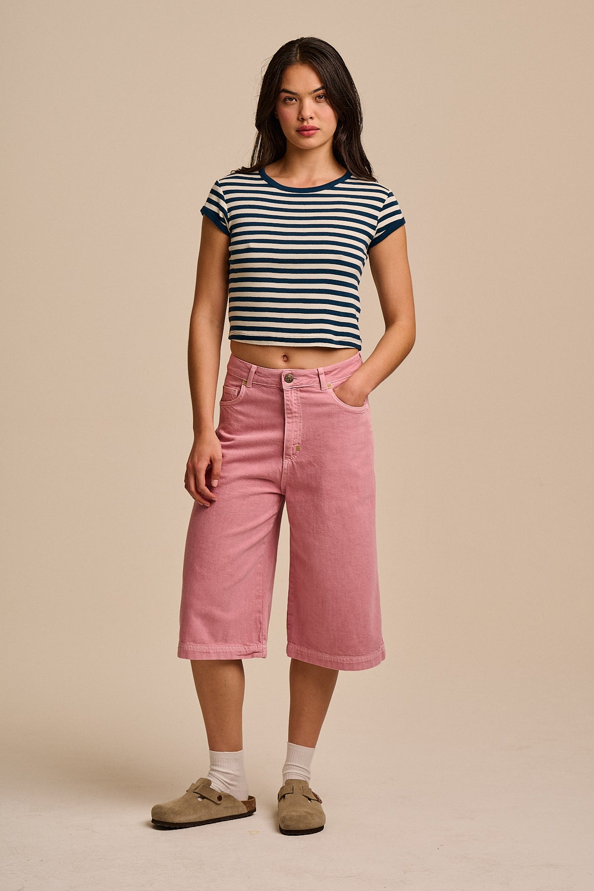 Sol Denim Long Shorts Cashmere Rose