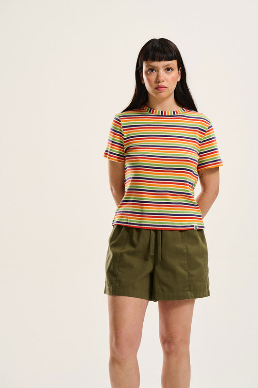 Maya Top: ORGANIC COTTON - Cream & Rainbow Stripe